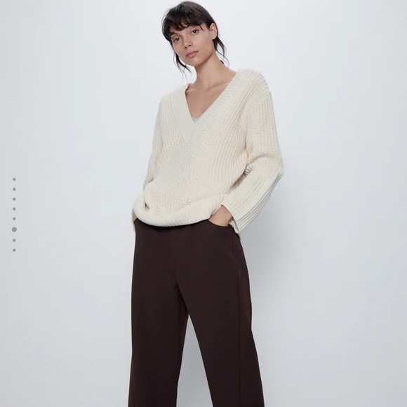 Zara Sweaters - NWT Zara Purl-Knit Sweater Large Cream/Ivory